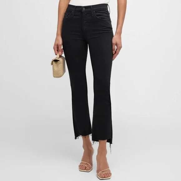 Mother Not Guilty Black The Insider Crop Jeans 1137-180 Raw Hem Size 25